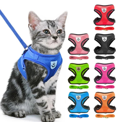 Adjustable Mesh Cat Harness Vest with Leash - Perfect for Small to Medium Dogs and Puppies