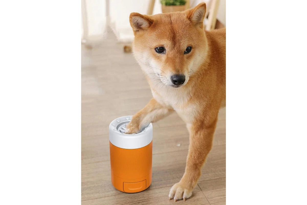 Pet Paw Cleaner Cup Smart Automatic Portable Tool for Dogs Outdoor Grooming Easy Paw Cleaning and Care Ideal for Home or Travel Use-Gray