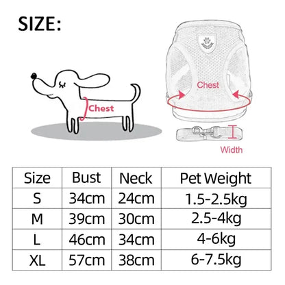 Adjustable Mesh Cat Harness Vest with Leash - Perfect for Small to Medium Dogs and Puppies